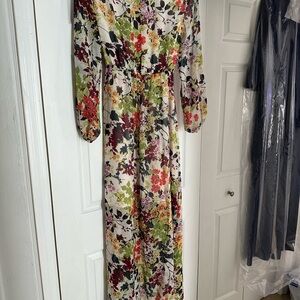 INC International Concepts Multicolor Floral Long Sleeve Dress